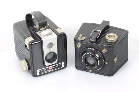 Art Deco Camera Set of 2 - Kodak Brownie Hawkeye & Brownie Flash Six-20
