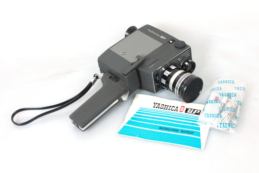 Art Deco 8mm Yashica Camera Vintage W/ Manual + Grip + Strap + Cap