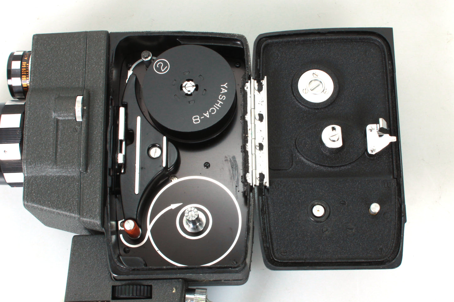 Art Deco 8mm Yashica Camera Vintage W/ Manual + Grip + Strap + Cap