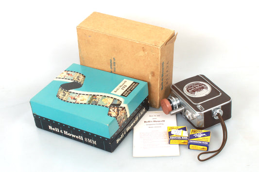 Bell & Howell Art Deco 8mm Camera W/ Filters Vintage in Original Box