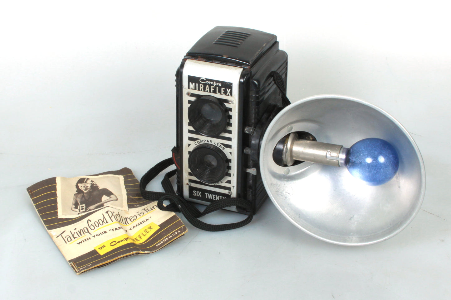 Compco Miraflex Six Twenty Art Deco Medium Format Camera W Flash