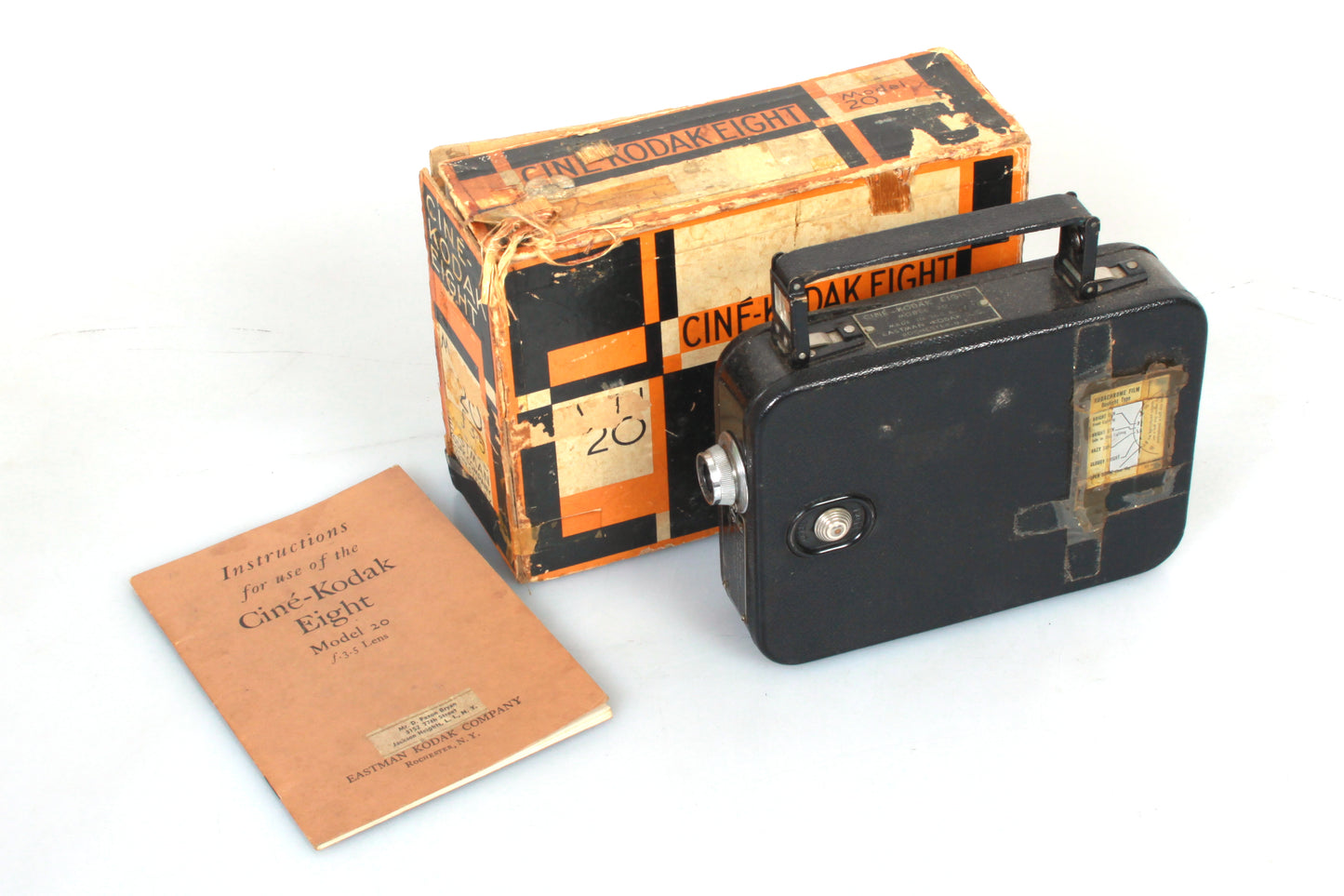 Cine-Kodak Eight Model 20 Art Deco 8mm Cine/Movie Camera I.O.B. W/ Manual Vintage