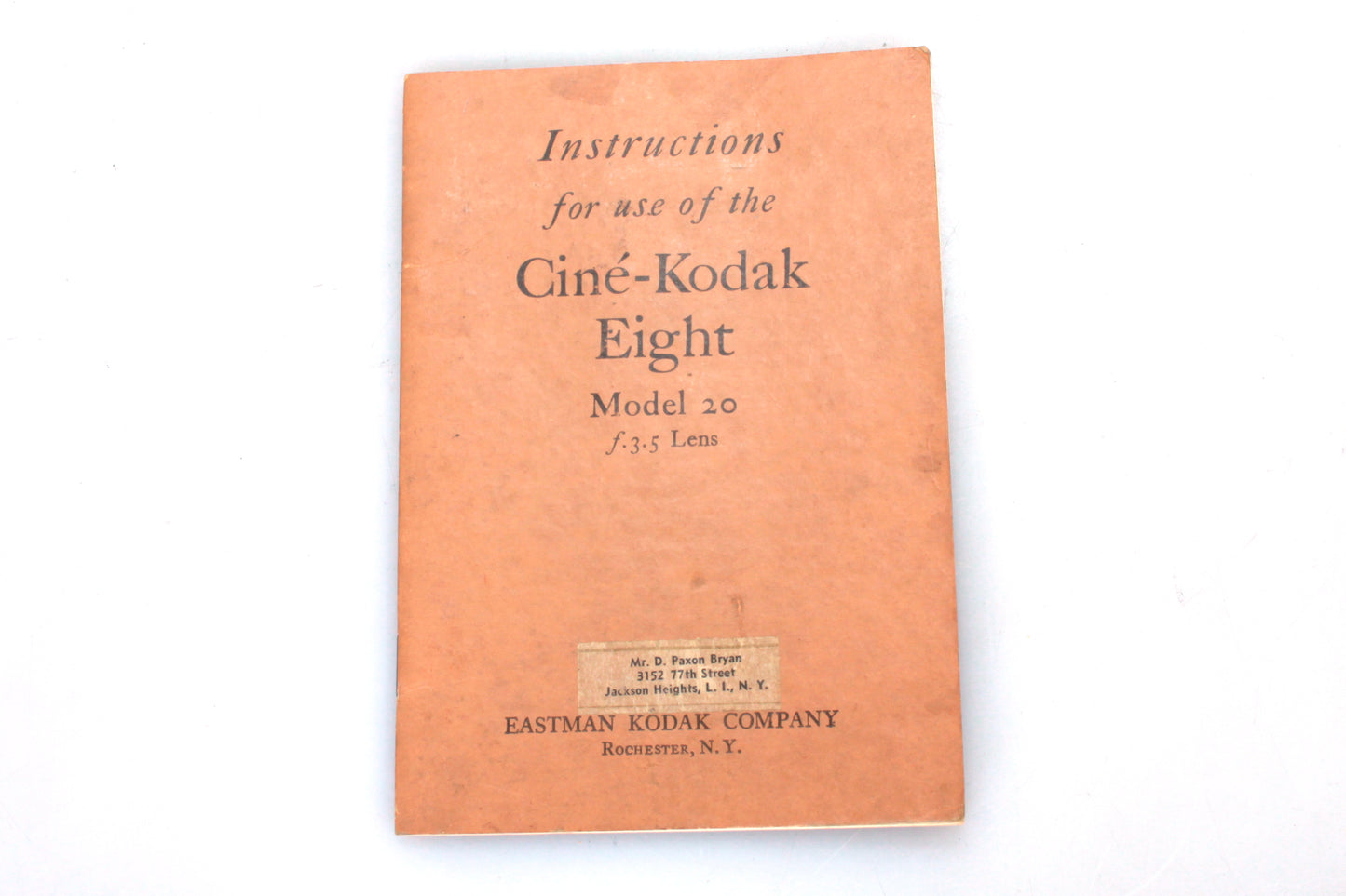 Cine-Kodak Eight Model 20 Art Deco 8mm Cine/Movie Camera I.O.B. W/ Manual Vintage