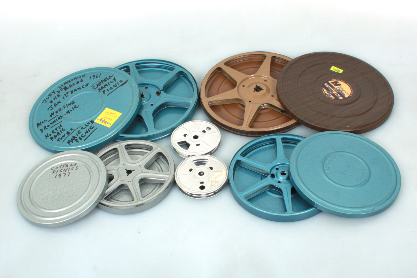 Movie Reels & Cans Various Sizes & Colors - Lot of 10