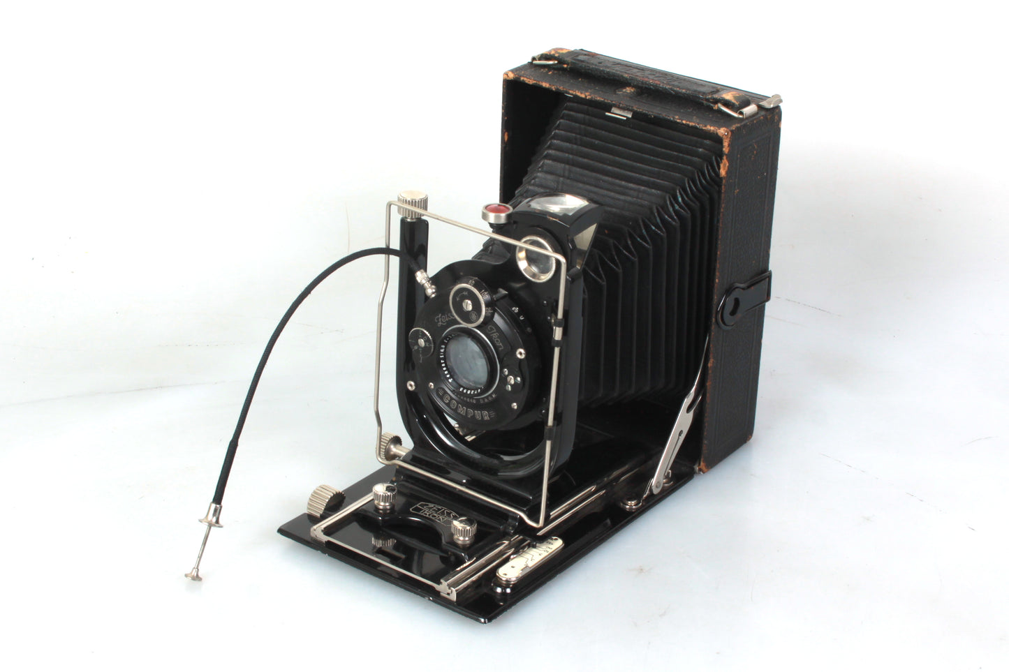 Zeiss Ikon Tessco 1927 9x12cm Folding Plate W/ 135mm 6.3 Tessar Lens + Cable Release