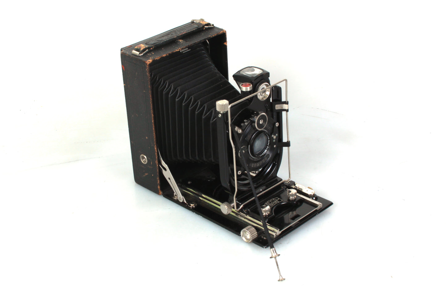 Zeiss Ikon Tessco 1927 9x12cm Folding Plate W/ 135mm 6.3 Tessar Lens + Cable Release