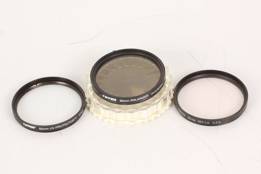62mm Tiffen Filter Set of 3 UV Sky-1A CPL