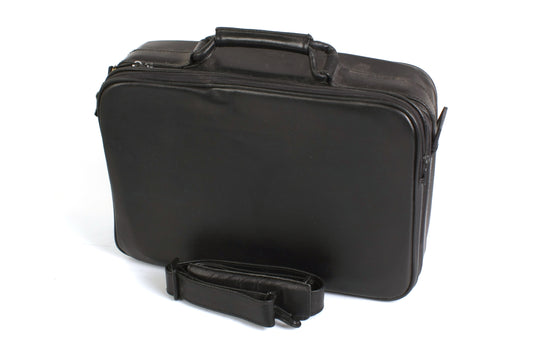 Camera/Laptop Case Black Leather W/ Strap