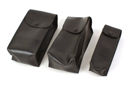 Canon Camera Accessory Case Vintage Lot of 3 for Flash 199A & Power Winder A