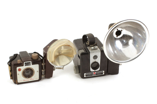 Kodak Art Deco Bakelite Camera Set of 2 Vintage W/ Flashes