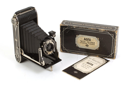 Agfa PD16 Tripar Art Deco Bellows Camera W Original Box & Manual