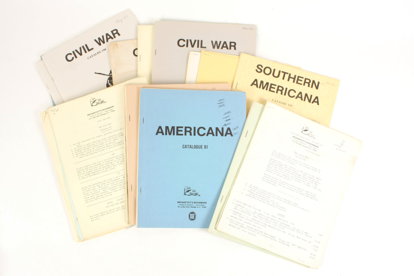 Broadfoots Bookmark Catalogs Lot of 21 - Civil War & Americana
