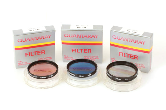 Quantaray 49mm Filters Set of 3 Polarizer 80A F-DL in Boxes