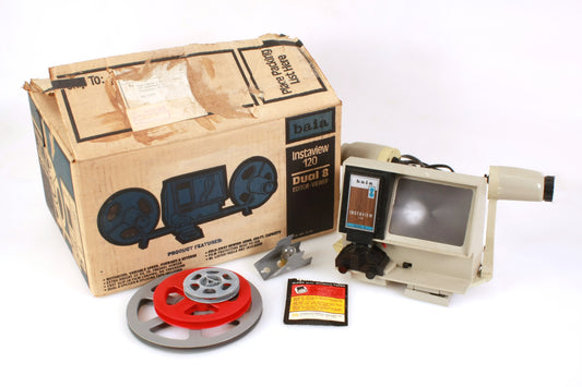 Baia Instaview 120 Dual 8 8mm Movie Editor W Reels, Built-in Splicer, Tape, Bulb
