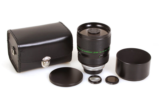 Quantaray Mirror Lens 500mm Telephoto Macro F:8.0 for FD W/ Case, Caps, Hood