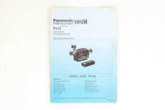 Panasonic VHS-C PV-21 Operating Instructions Manual
