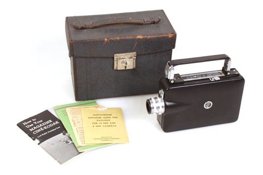 Magazine Cine-Kodak Art Deco 16mm Movie Camera w/ Case & Literature