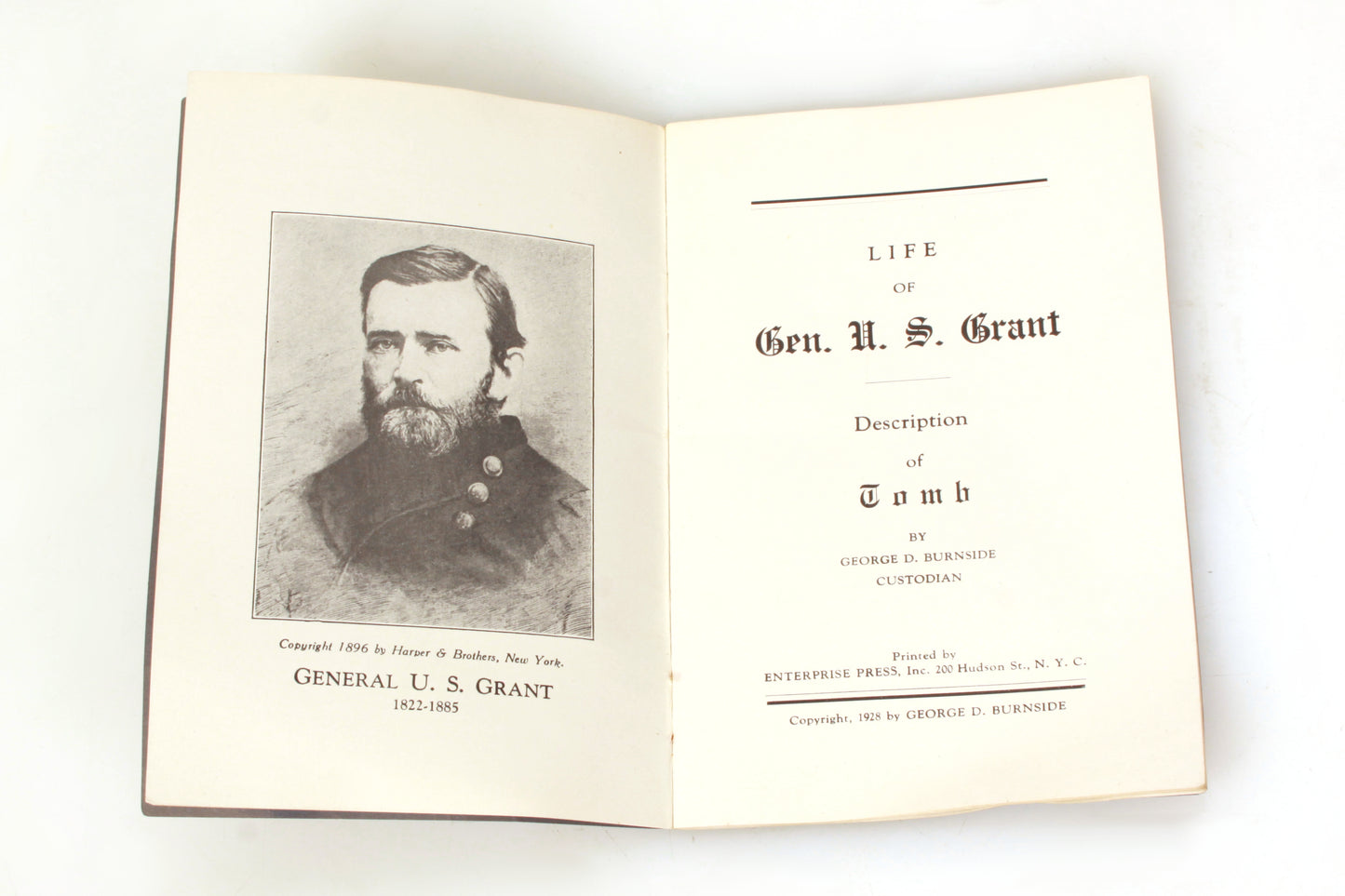 Life of General U.S. Grant Description of the Tomb by George D. Burnside 1928