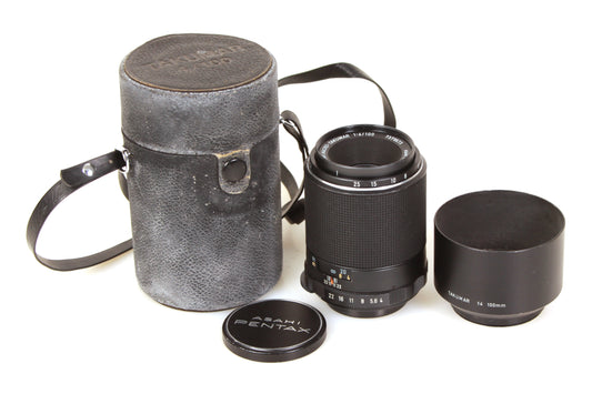 Pentax M42 Screw Mount 100mm 4.0 Asahi Super-Macro-Takumar Lens & Case Hood Caps