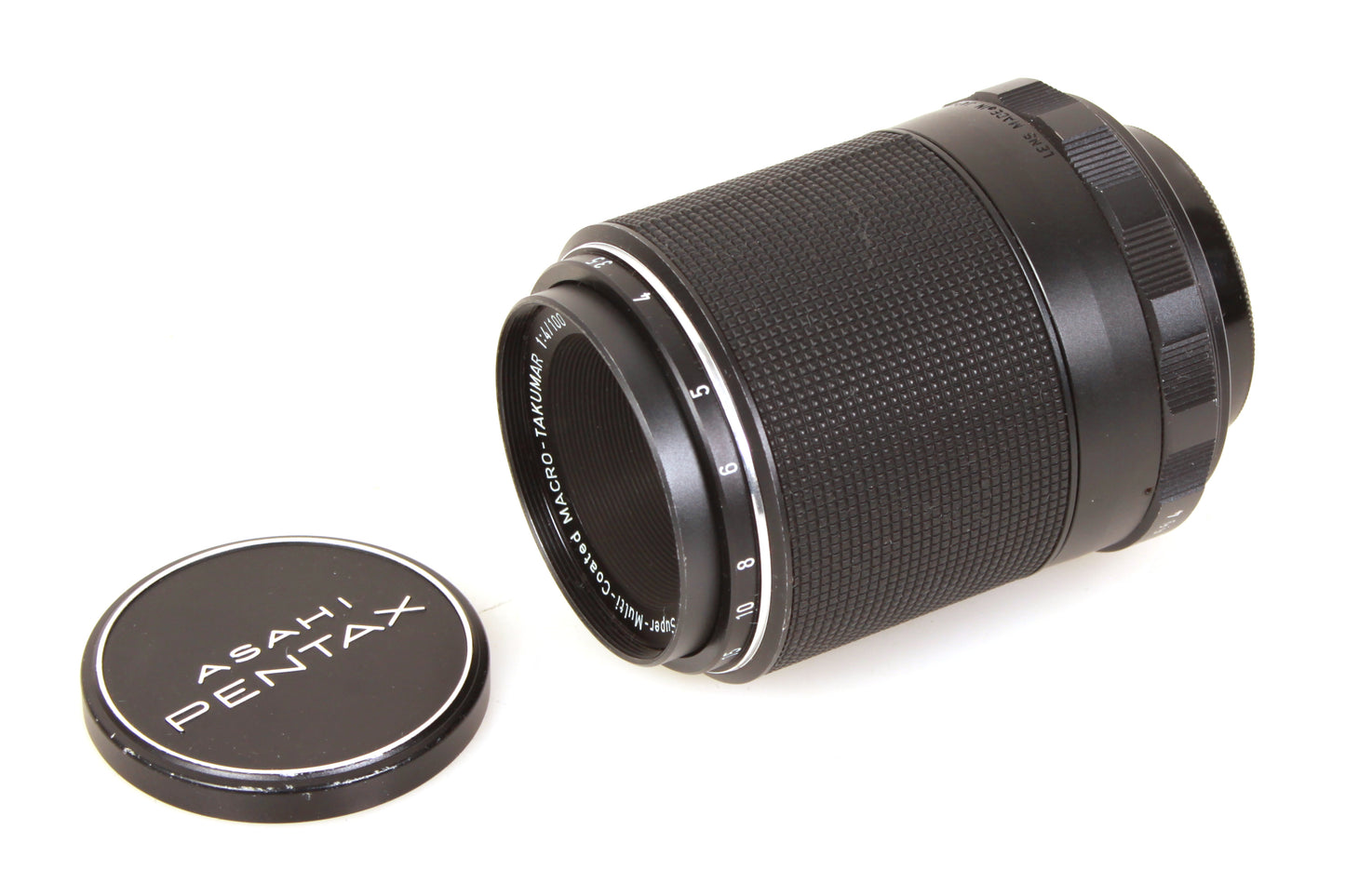 Pentax M42 Screw Mount 100mm 4.0 Asahi Super-Macro-Takumar Lens & Case Hood Caps