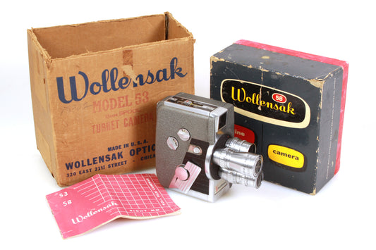 Wollensak Eight Model 53 Art Deco Cine/Movie Camera Vintage I.O.B. w/ Manuals