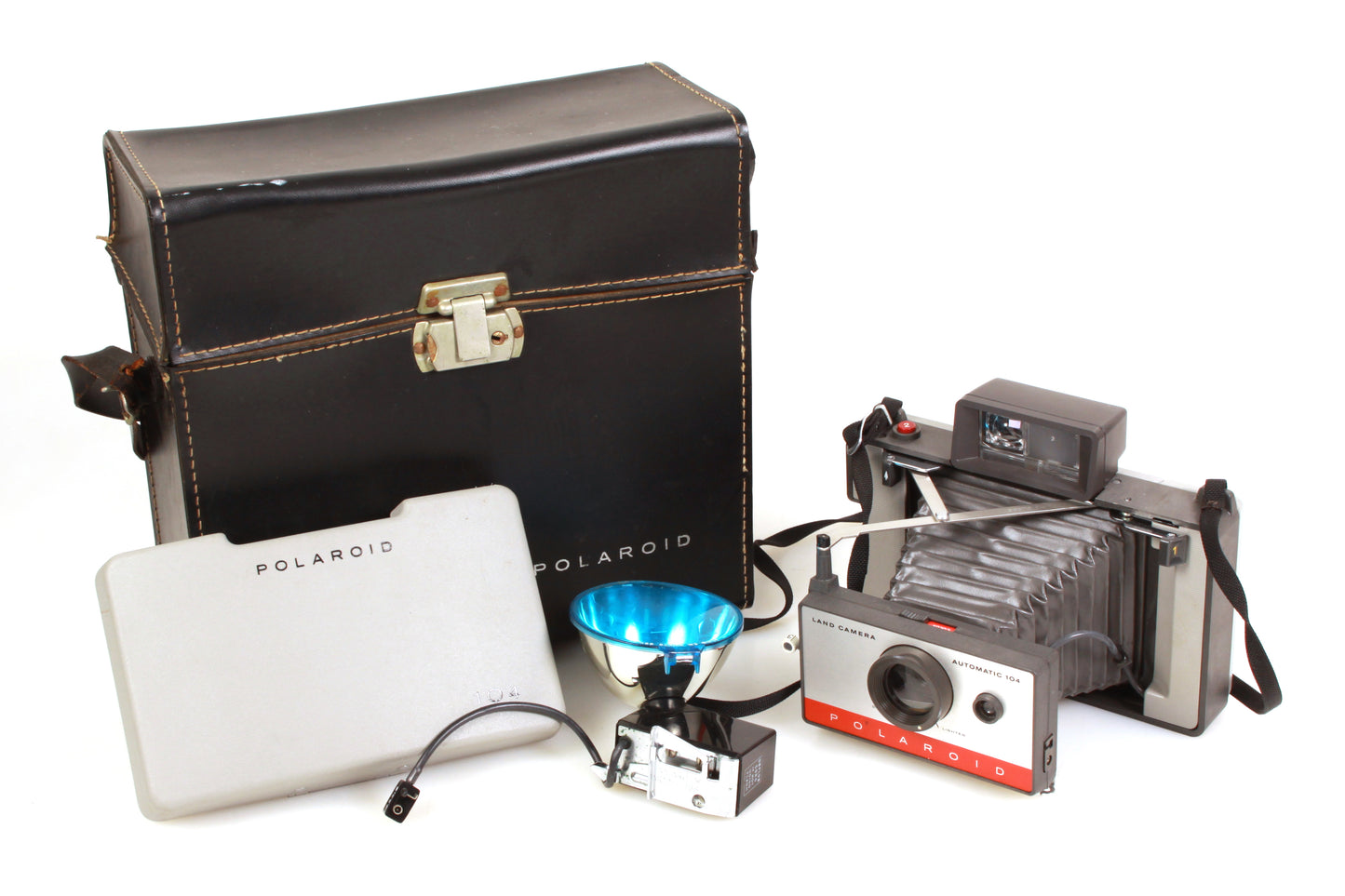 Polaroid Land Camera Automatic 104 Outfit - Camera, Flash, Case