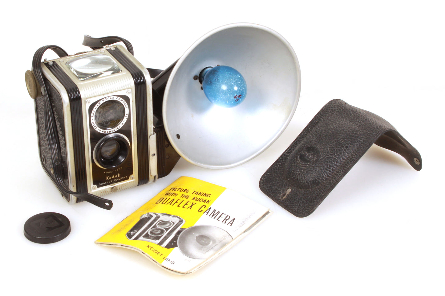 Kodak Duaflex Art Deco Camera w/ Flash, Case & Manual