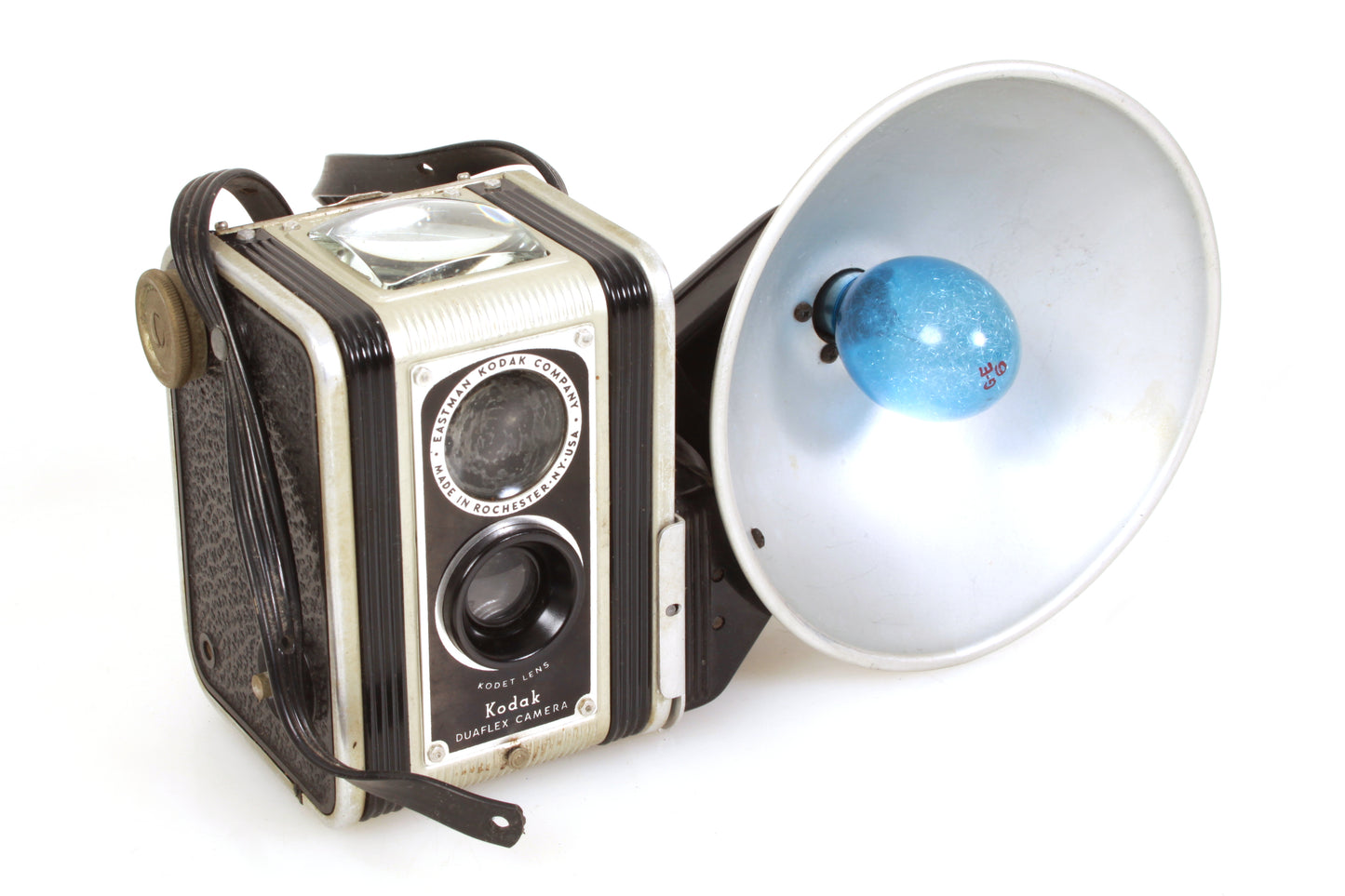 Kodak Duaflex Art Deco Camera w/ Flash, Case & Manual