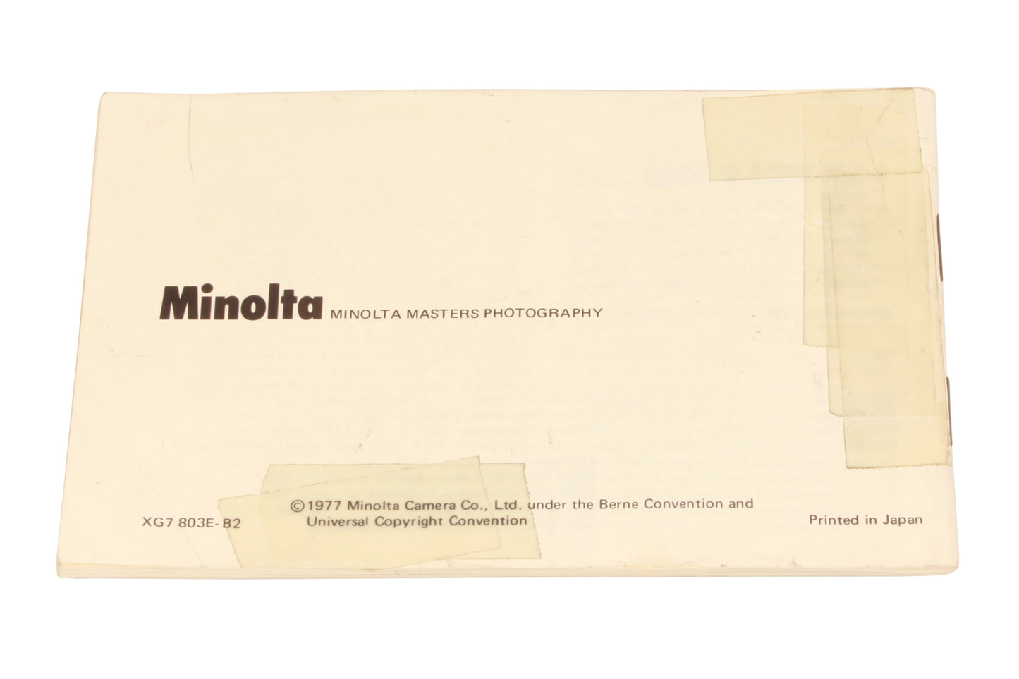 Minolta XG-7 Manual
