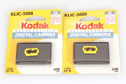KLIC-5000 Rechargeable Digital Camera Battery Kodak Easyshare Set of 2