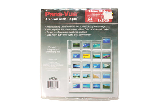 Pana-Vue 35mm Slide Pages - Each Holds 20 Slides - Pack of 12 (Holds 240 Slides)
