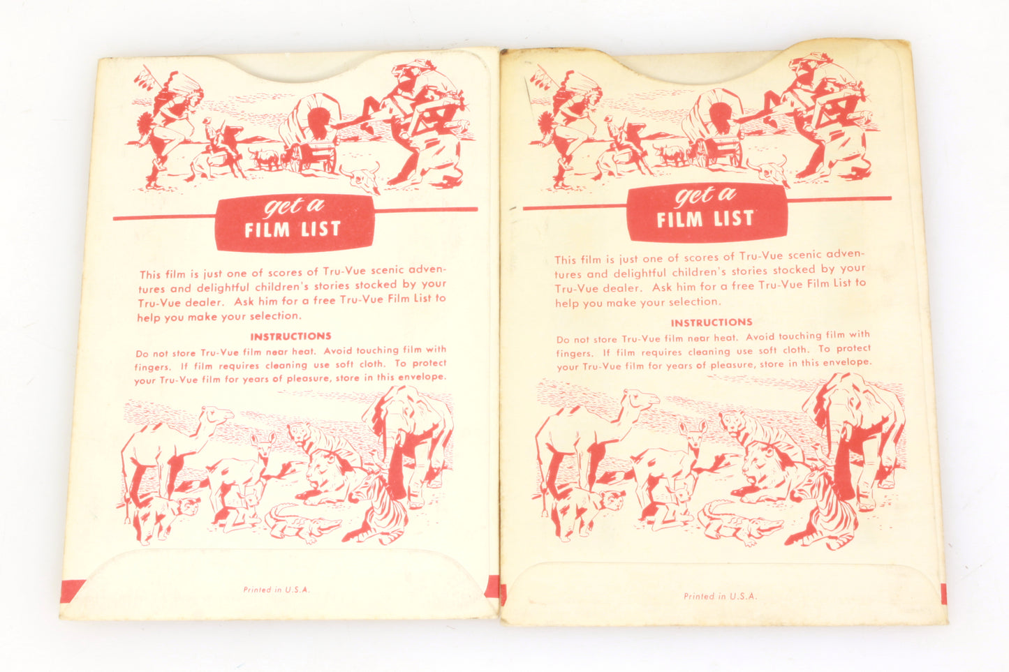 Vintage Tru Vue Tru-Vue Film Card Baby Zoo Animals & A Day at the Zoo - Set of 2