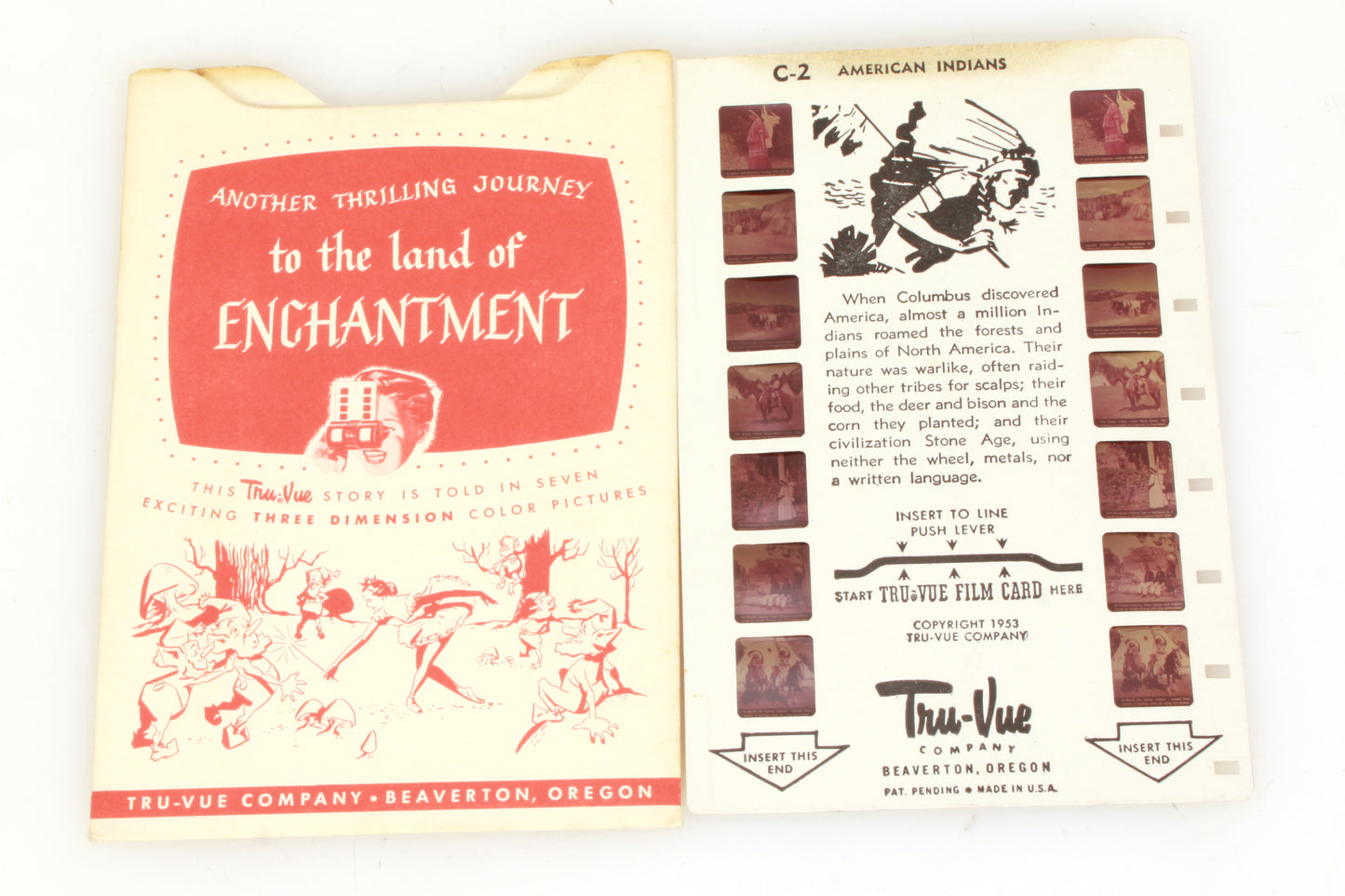 Tru Vue Film Card Slide American Indians & Wild Bill Hickok and Jingles Set of 2