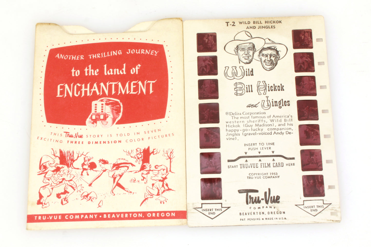 Tru Vue Film Card Slide American Indians & Wild Bill Hickok and Jingles Set of 2