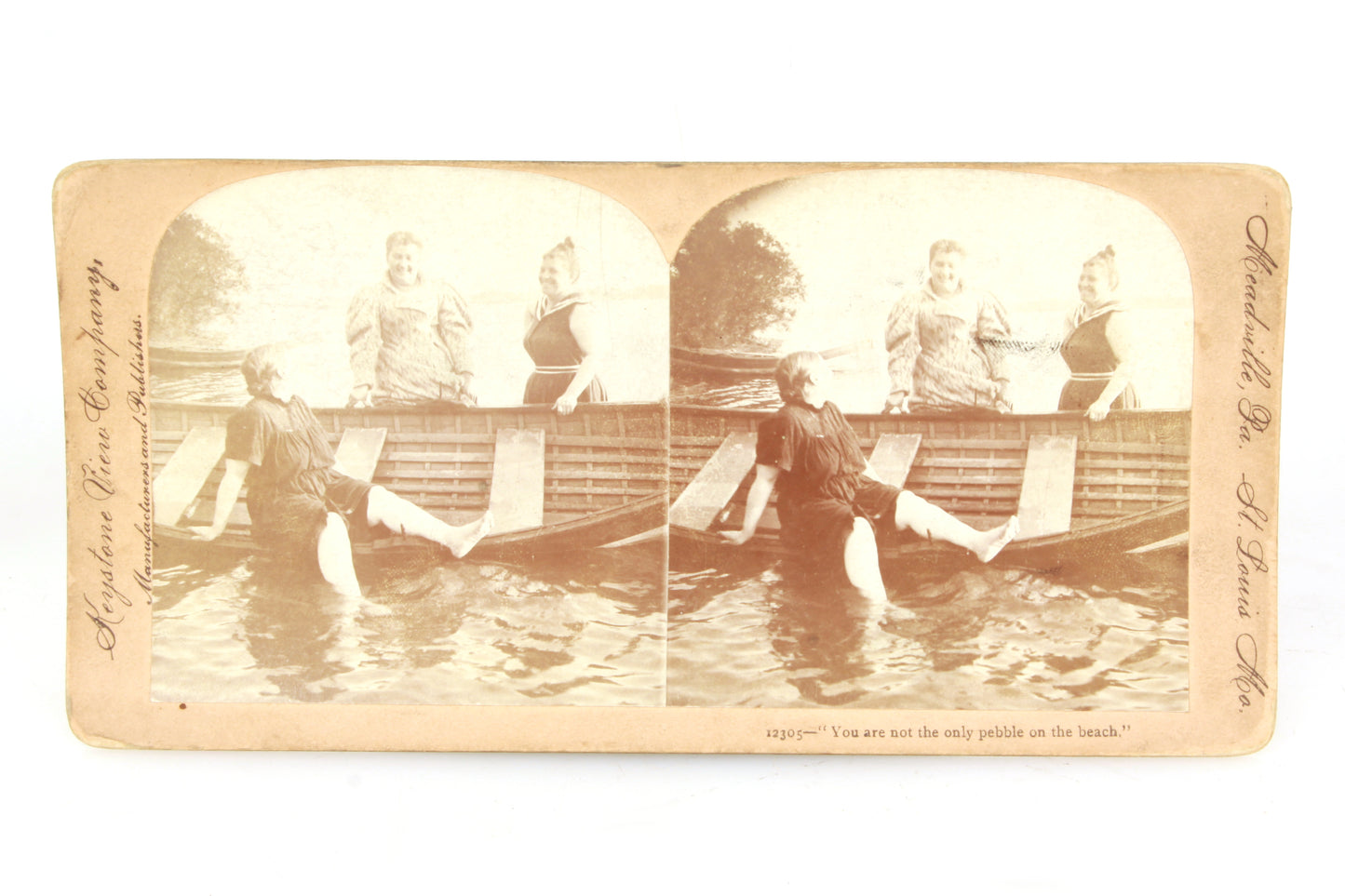 Stereoview Card - Boat Scene