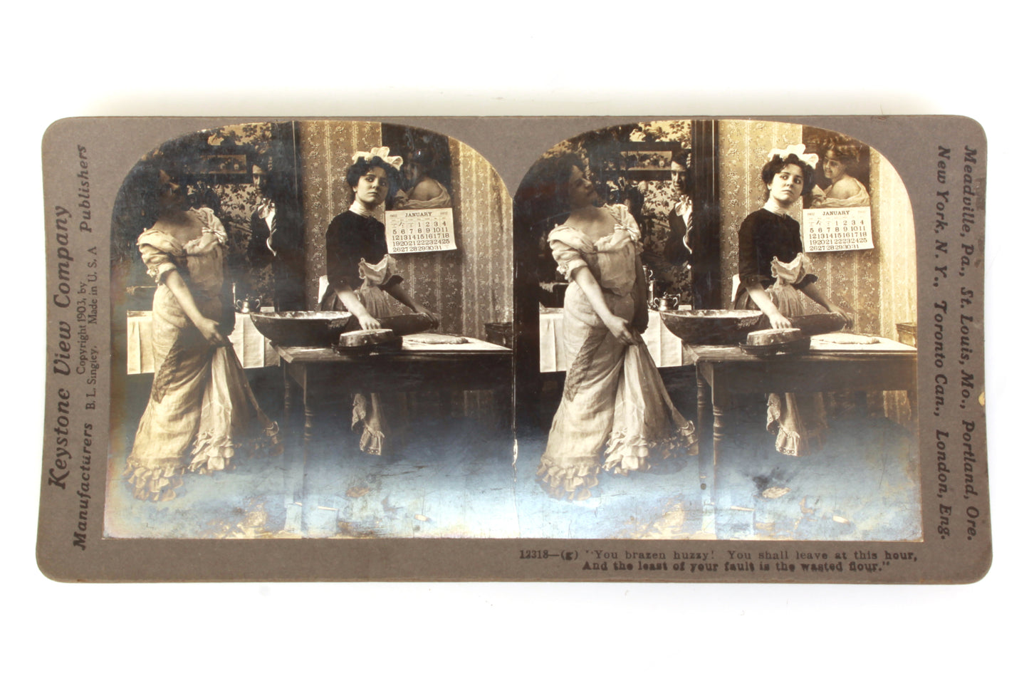 Stereoview Card - Vintage Kitchen Scene