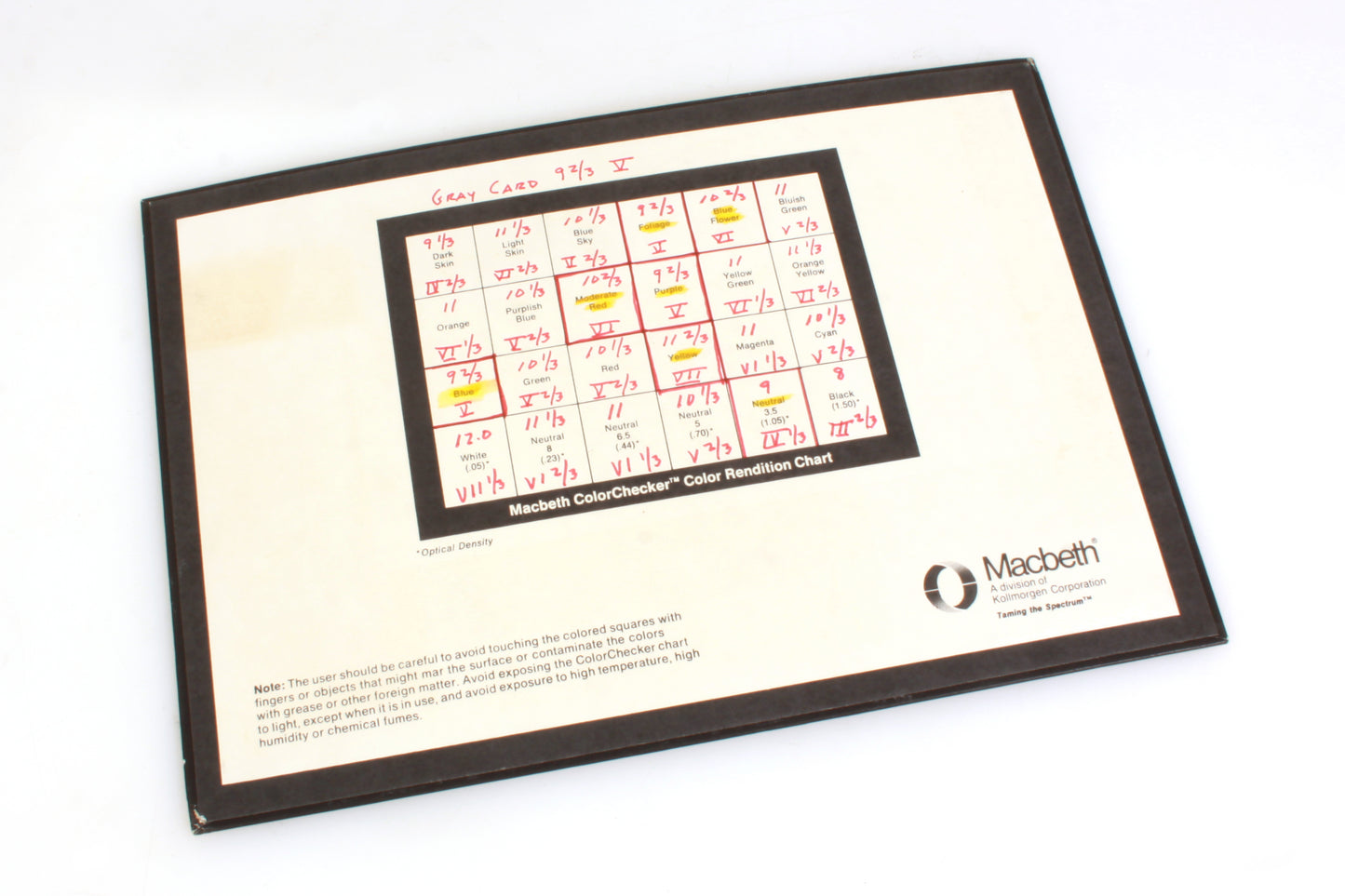Macbeth Color Checker Rendition Chart with Booklet