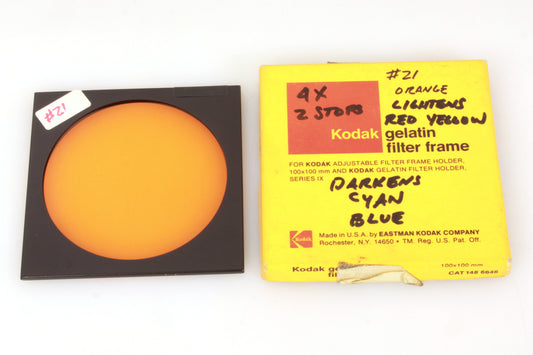 Kodak Gelatin Filter Frame 100x100mm 4 Inch Square w/ #21 Orange Filter