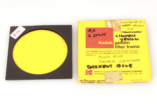 Kodak Gelatin Filter Frame 100x100mm 4 Inch Square w/ Yellow #12 Filter