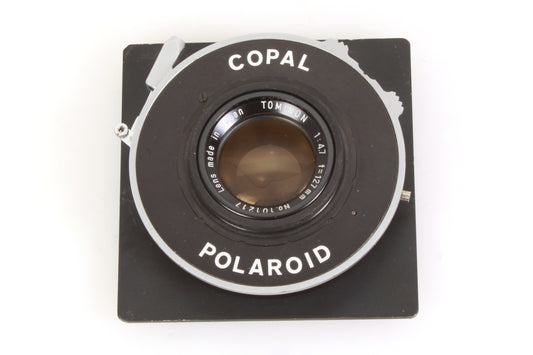 Tominon 127mm f4.7 Lens in Polaroid Copal Shutter w/ 3 5/8 Board
