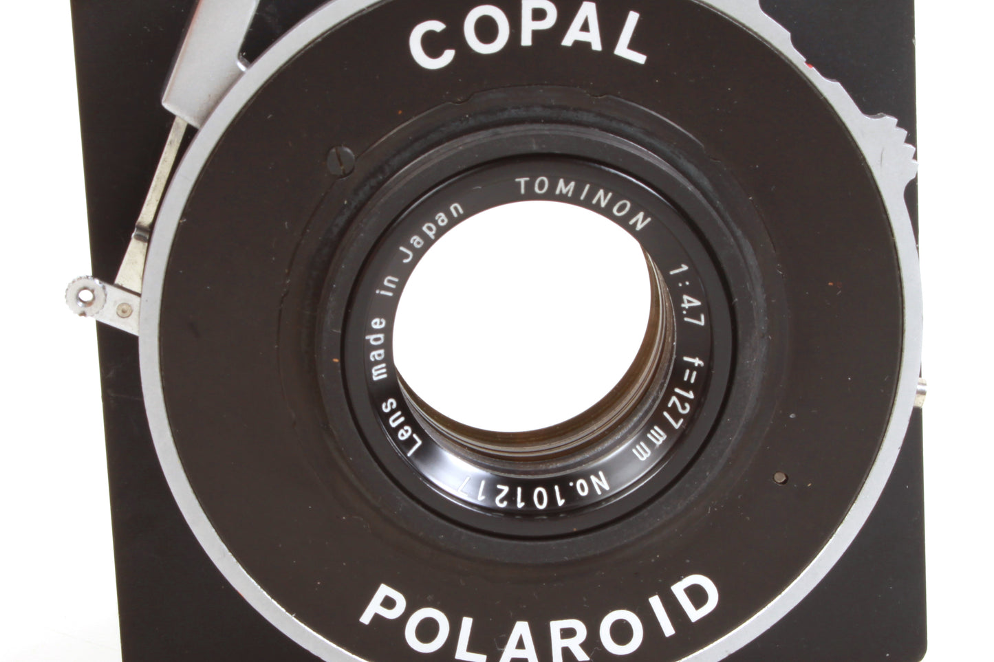 Tominon 127mm f4.7 Lens in Polaroid Copal Shutter w/ 3 5/8 Board