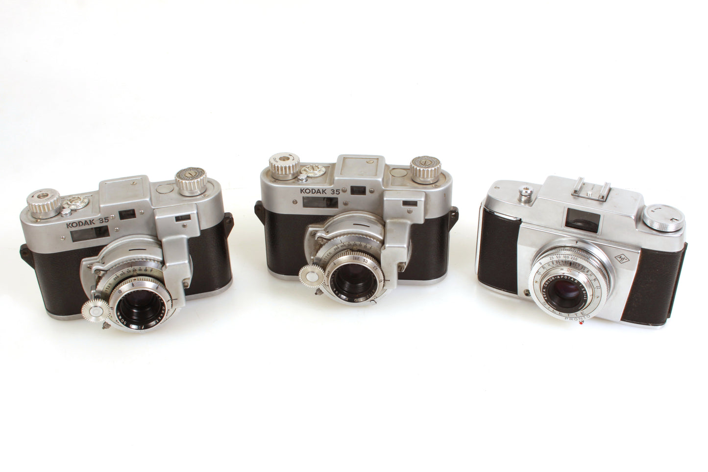 Camera Collection - Kodak Agfa Argus - Prop or Display - 3 Cameras & 5 Cases