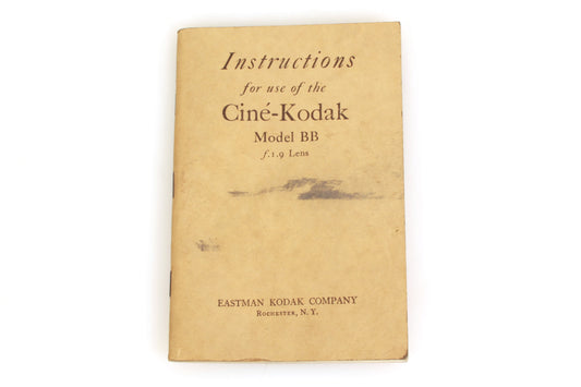 Kodak Cine Model BB Movie Camera Instructions