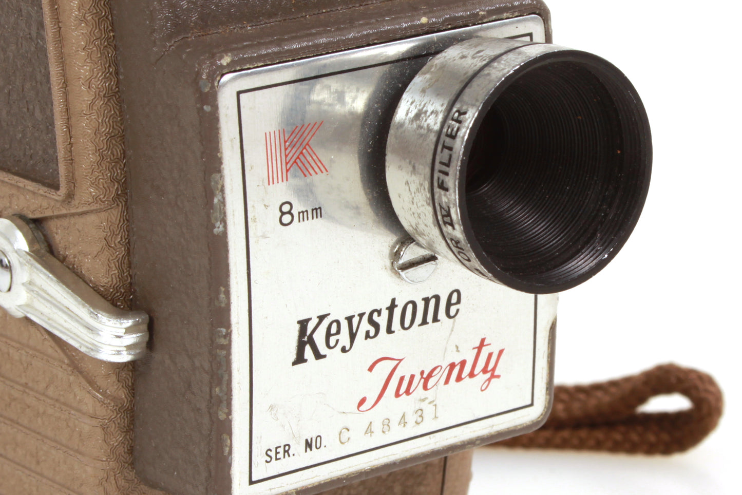 Keystone Twenty K-20 8mm Art Deco Movie Camera w/ Wrist Strap & Manual