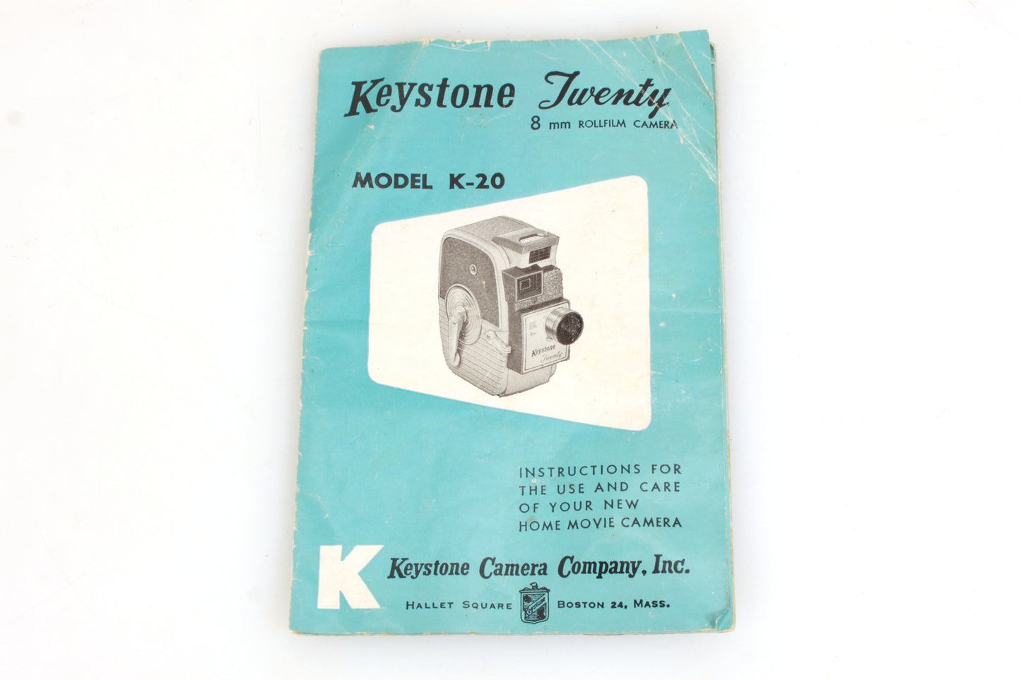 Keystone Twenty K-20 8mm Art Deco Movie Camera w/ Wrist Strap & Manual