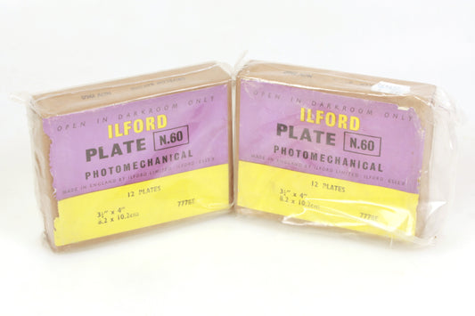 Lantern Slide 3 1/4 x 4 Inch Ilford Plates Unexposed - 2 Boxes of 12 (24 Total)