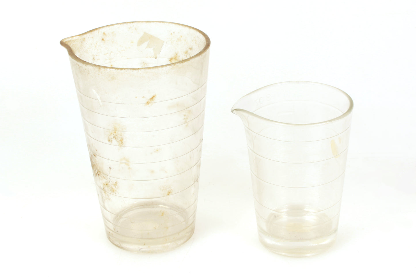Glass Graduates 8oz 16oz Vintage Set of 2