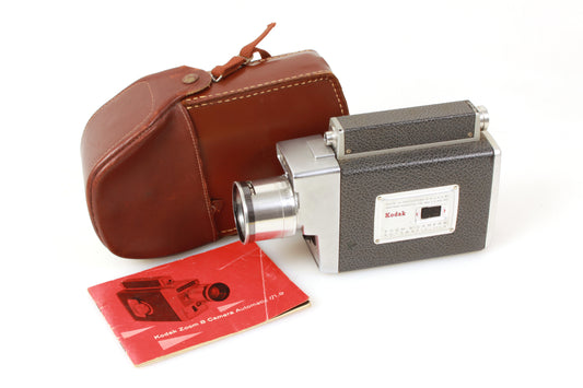 Kodak Zoom 8 Vintage Movie Camera w/ Leather Case & Manual