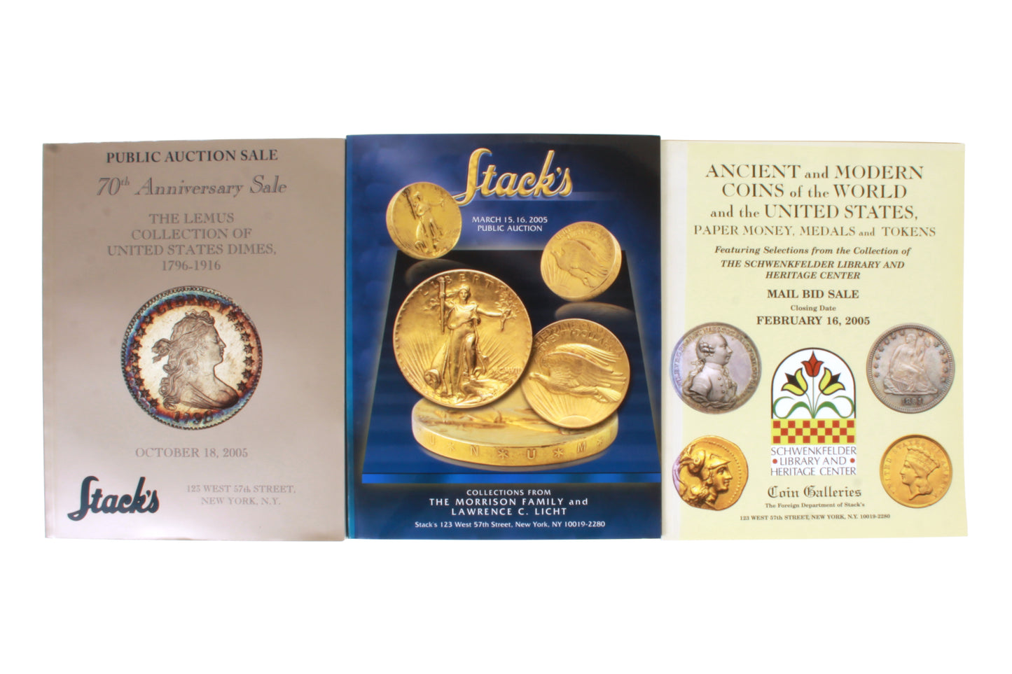 Stacks Auction Catalog U.S. Coins Medals and Paper Money Feb/March/Oct 2005 (3)