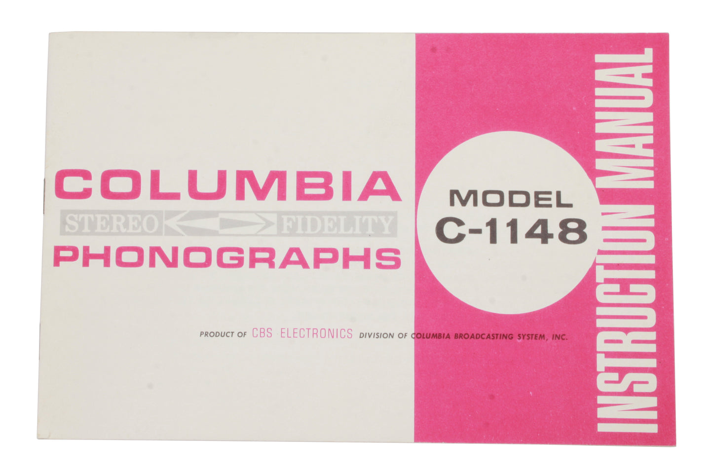 Vintage Original Columbia Phonograph Model C-1148 Instruction Manual
